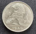 Belgium 1940 - 1 Fr Nikkel VL/FR -Leopold III-Mor 460-Pr/FDC, Postzegels en Munten, Losse munt, Verzenden
