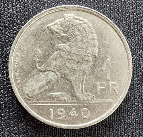 Belgium 1940 - 1 Fr Nikkel VL/FR -Leopold III-Mor 460-Pr/FDC, Postzegels en Munten, Munten | België, Losse munt, Verzenden