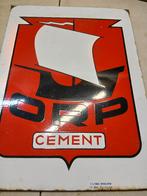 plaque émaillée cimenterie  Orp 1954, Collections, Enlèvement ou Envoi, Comme neuf, Panneau publicitaire