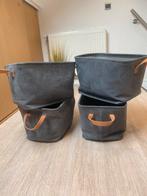 4 opbergmanden 38x26x25 cm  in zacht grijs  velour, Ophalen, Zo goed als nieuw