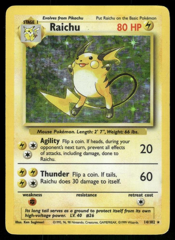 Raichu 14/102 - Base (Poor), Hobby en Vrije tijd, Verzamelkaartspellen | Pokémon, Gebruikt, Verzenden