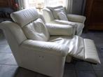 Lederen lounge (2-zitsbank en 2 elektrische relaxstoelen), Huis en Inrichting, Ophalen, Gebruikt, Tweepersoons, Leer