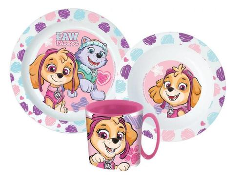Paw Patrol Kinderservies met Mok roze - Magnetron, Kinderen en Baby's, Overige Kinderen en Baby's, Nieuw, Ophalen of Verzenden