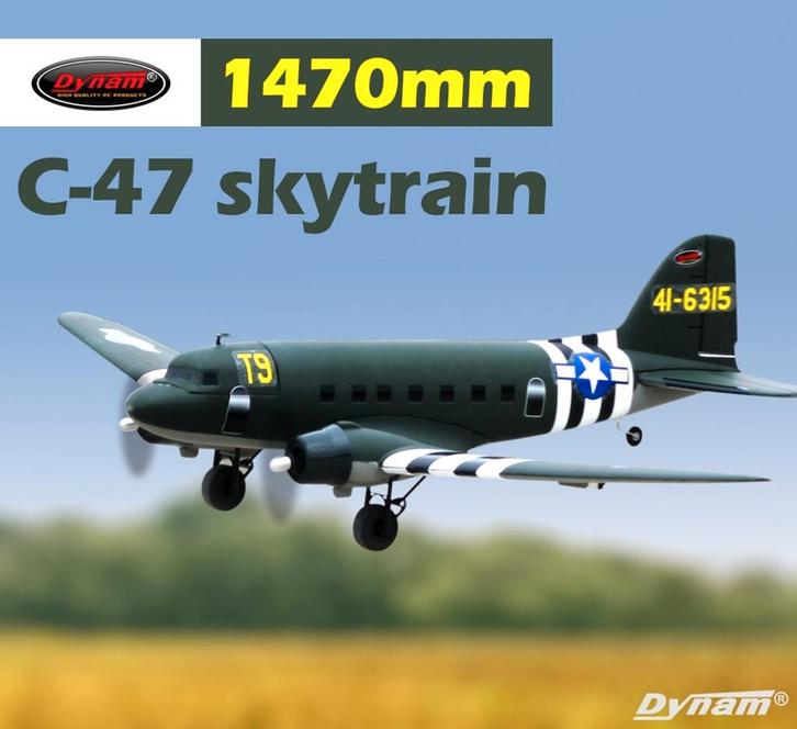 Dynam C-47 Skytrain V2 Groen RC Warbird Vliegtuig, 1500 mm,, Hobby en Vrije tijd, Modelbouw | Radiografisch | Vliegtuigen, Ophalen