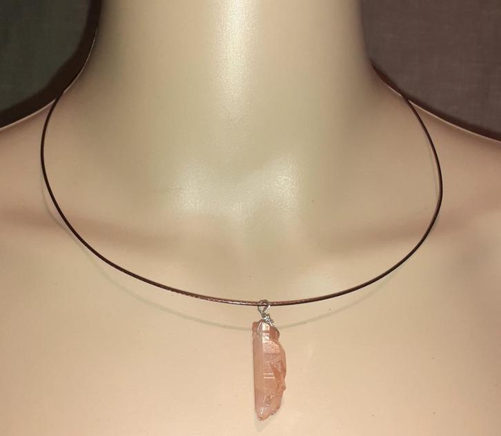 Ketting Golden Sunset aura kwarts bruin met draaislotje, Handtassen en Accessoires, Kettingen, Nieuw, Steen of Mineraal, Bruin