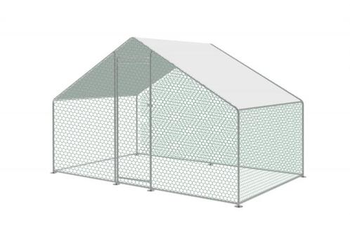 Kippenren 3 x 2x 2 m puntdak, incl draad en zeil, Dieren en Toebehoren, Pluimvee | Toebehoren, Nieuw, Kippenhok of Kippenren, Ophalen of Verzenden