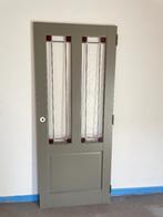 Art Deco massief houten binnendeur met glas-in-lood, Doe-het-zelf en Bouw, Deuren en Vliegenramen, Ophalen, Gebruikt, 80 tot 100 cm