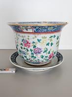 Grote ambachtelijke bloempot met bijpassende schaal 47cm, Ophalen