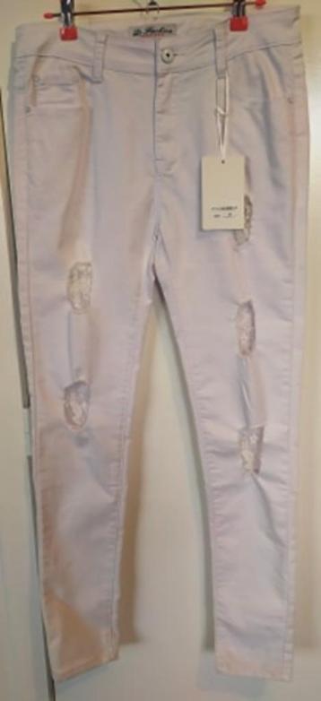 Jeans blanc avec trous en dentelle pour femme, taille L beschikbaar voor biedingen