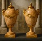Antiek 19e-eeuwse Ormolu-Vergulde Marmeren Urnen, Antiek en Kunst, Antiek | Overige Antiek, Ophalen