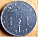 BELGIË : 1 FRANK 1922 VL KM 90, Postzegels en Munten, Munten | België, Ophalen of Verzenden, Losse munt