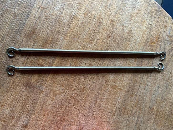 Gepatineerde stalen stang uitschuifb 48 - 78 cm 2 st ZG st, Huis en Inrichting, Stoffering | Gordijnen en Lamellen, Gebruikt, Minder dan 100 cm