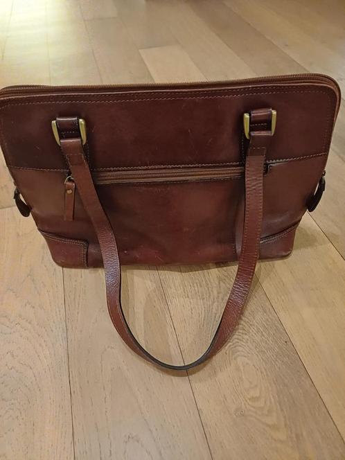 Handtas bruin lederen leren leer ritelle marque deposee, Handtassen en Accessoires, Tassen | Schoudertassen, Zo goed als nieuw