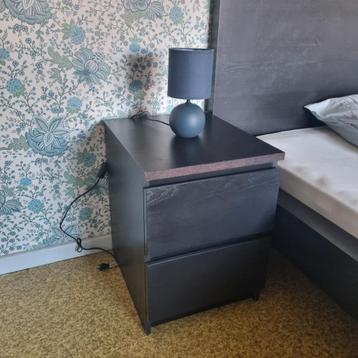 Commodes 2 tiroirs, brun noir, 40x55 cm IKEA MALM, Enlèvement, Utilisé