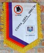 RSC Anderlecht AS Roma 1990-91 uefa cup voetbal vaandel, Ophalen of Verzenden, Zo goed als nieuw, Vaantje of Sjaal