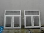 2 Witte PVC Dubbeldraaikip ramen B1100 x H1250mm, Dubbelglas, 80 tot 120 cm, Gebruikt, 120 tot 160 cm