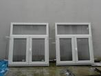 2 Witte PVC Dubbeldraaikip ramen B1100 x H1250mm, Ophalen, Gevelraam of Ruit, Gebruikt, 80 tot 120 cm