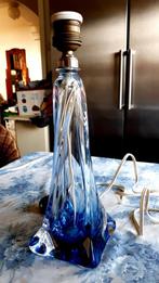 Kristallen lampvoet van de Val St. Lambert in de kleur blauw, Ophalen, Zo goed als nieuw, 50 jaren, Minder dan 50 cm