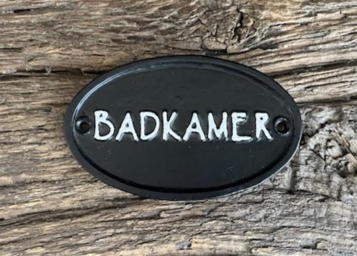 Deurbordje -Badkamer- Landelijk gietijzer ovaal zwart, Huis en Inrichting, Badkamer | Badtextiel en Accessoires, Nieuw, Overige typen