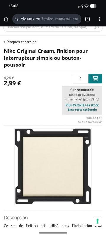 8x Niko enkele schakelaar crème beschikbaar voor biedingen