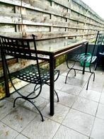 table de jardin verre/métal, Métal, 100 à 150 cm, Rectangulaire, 50 à 100 cm