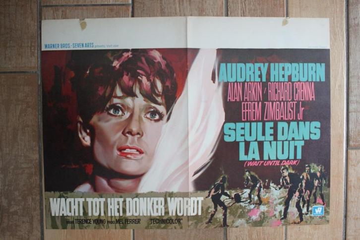 filmaffiche Audrey Hepburn Wait Until Dark filmposter, Verzamelen, Posters, Zo goed als nieuw, Film en Tv, A1 t/m A3, Rechthoekig Liggend
