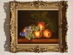 "Nature morte au vin, pêche, prunes et raisins" Tableau, Antiquités & Art, Envoi