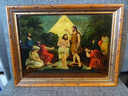 De doop van Jezus door Johannes de Doper James Bateman 1850, Antiek en Kunst, Antiek | Religieuze voorwerpen, Ophalen of Verzenden