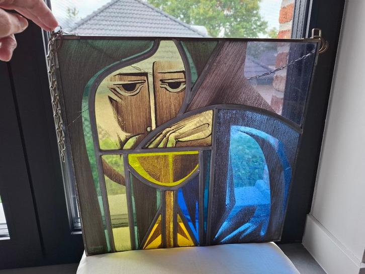 Glasraam Jos Knaepen (glas in lood), Antiek en Kunst, Antiek | Glaswerk en Kristal, Ophalen