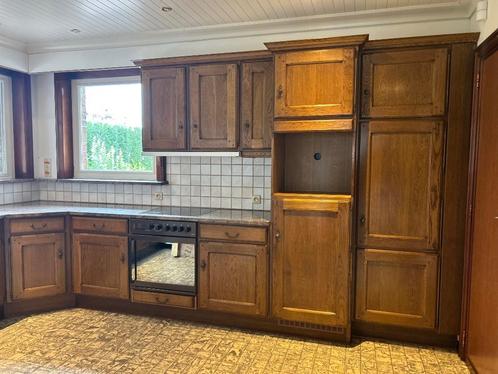 Eiken houten keuken, Huis en Inrichting, Keuken | Complete keukens, Gebruikt, Hoekkeuken, Bruin, Graniet of Steen, Ophalen