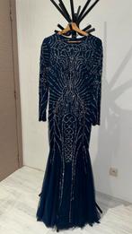 Elegante slanke galajurk donker blauw, Comme neuf, Robe de gala, Bleu, Taille 42/44 (L)