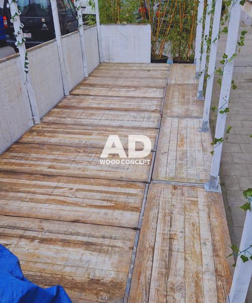 Industriële houten bekistingstafel, Doe-het-zelf en Bouw, Hout en Planken, Nieuw, Plank, Grenen, Ophalen of Verzenden