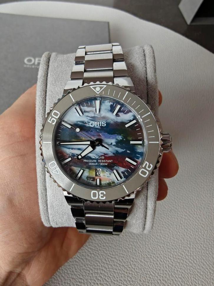 Oris Aquis date upcycle 41,5mm, Handtassen en Accessoires, Horloges | Heren, Zo goed als nieuw, Ophalen