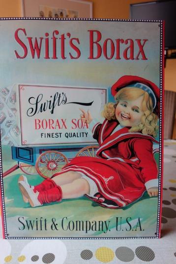 METALEN RECLAMEBORD SWIFT'S BORAX / SWIFT & company U.S.A  beschikbaar voor biedingen