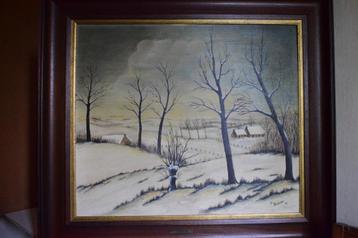 Schilderij sneeuwlandschap Jan Restiaen beschikbaar voor biedingen