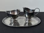 Ensemble en métal argenté : bol + bol à lait et sucrier, Enlèvement ou Envoi
