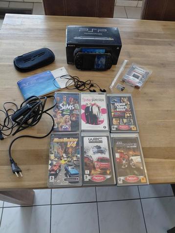 PSP + toebehoren + 5 spelletjes en 1 film, Enlèvement ou Envoi, Comme neuf, PSP