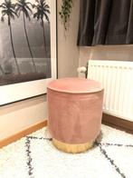 Pouf velours rose et doré -  parfait état, comme neuf, Enlèvement, Comme neuf