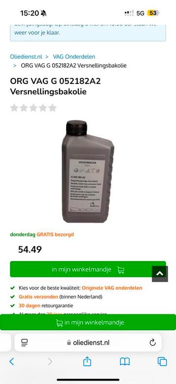 Orginele versnellingsbak olie Volkswagen 21x 1L beschikbaar voor biedingen