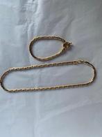 Goudkleurig Fantasie Kettinkje en Armbandje, blijft mooi., Handtassen en Accessoires, Kettingen, Ophalen of Verzenden, Zo goed als nieuw