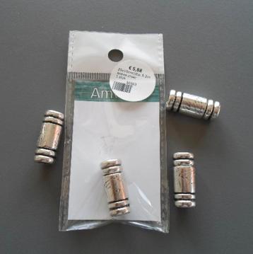 Set van 4 magneetsluitingen zilvergepatineerd rond leer