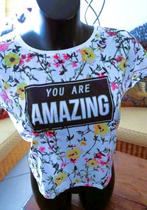 kleurrijk wit T-shirt: ‘you are amazing’ maat L, Of Defacto, Nieuw, Maat 42/44 (L), Ophalen of Verzenden