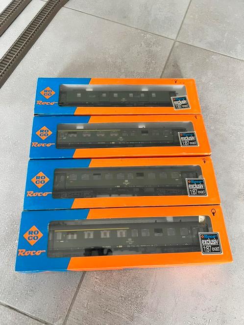 Set van 4 Roco HO personenauto's, verlicht, DB, EP IV, Hobby en Vrije tijd, Modeltreinen | H0, Gebruikt, Wagon, Gelijkstroom, Roco