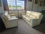 BEIGE LEDEREN SALON MET ELEKTRISCHE RELAXEN CHATEAU DAX, Ophalen, Gebruikt, Leer
