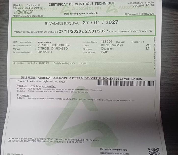 Prête à  immatriculée  Citroën C4 picasso 1.6hdi  €5, Autos, Citroën, Particulier, C4, ABS, Airbags, Air conditionné, Alarme, Ordinateur de bord