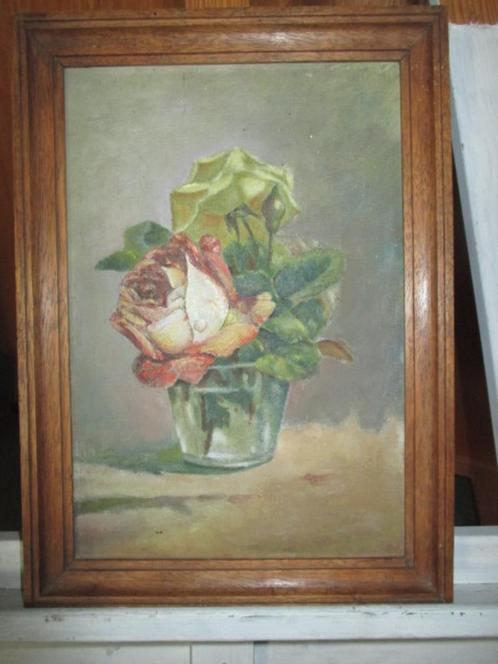Schilderij van bloemen in een glas, Antiek en Kunst, Kunst | Schilderijen | Klassiek, Ophalen of Verzenden