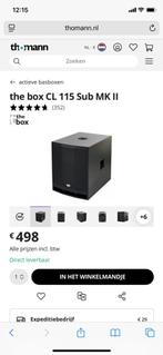 Gezocht, The Box CL 115 sub MKII, Audio, Tv en Foto, Luidsprekerboxen, Gebruikt, Subwoofer, 120 watt of meer, Ophalen