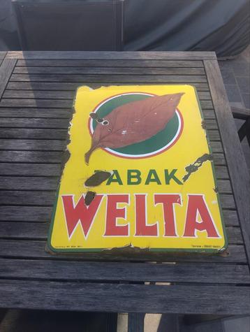 Tabak welta emaille reclamebord, Enlèvement ou Envoi