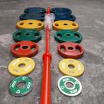 Olympische Grip Gewichten Set + Nieuwe Barbell 220cm 20kg, Sport en Fitness, Ophalen, Zo goed als nieuw