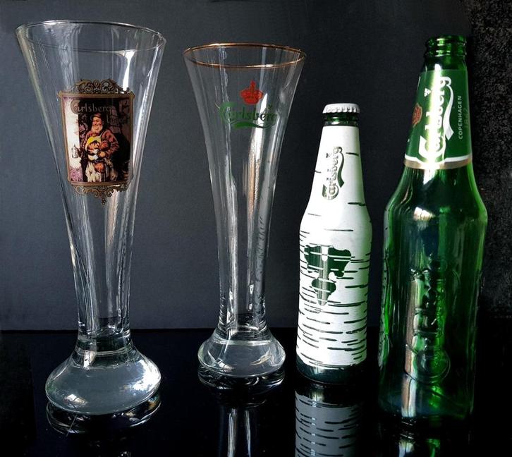 9 Carlsberg glazen, Verzamelen, Glas en Drinkglazen, Gebruikt, Bierglas, Ophalen of Verzenden